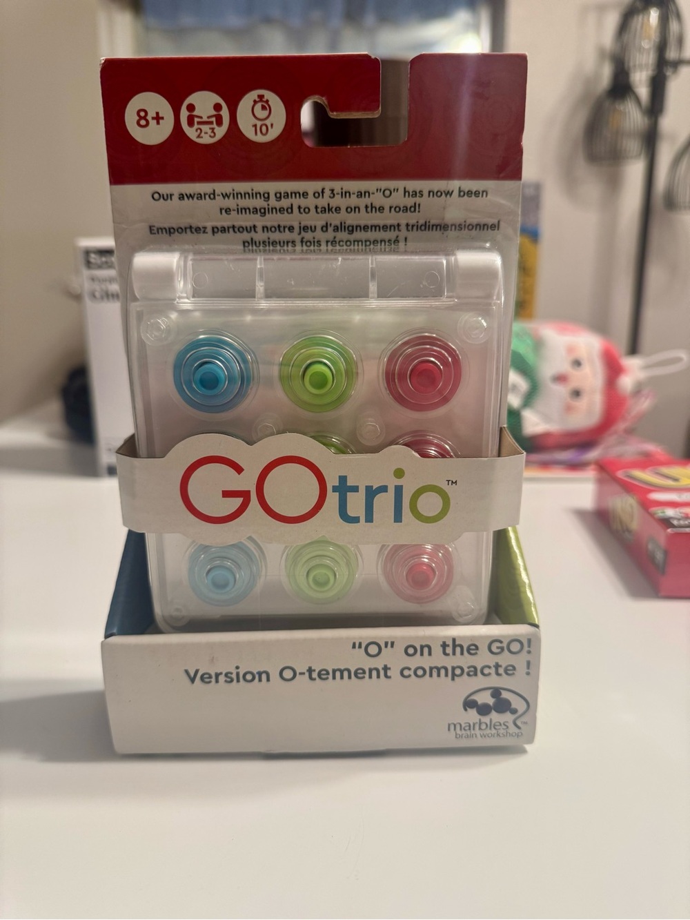 MARBLE GOtrio Travel Game - Blue, Green & Pink Pieces